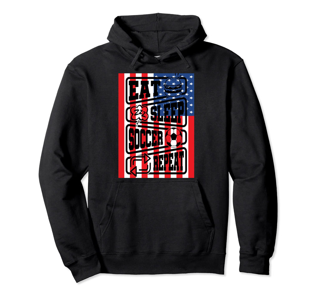 Usa Eat Sleep Soccer Repeat United Hoodie - Aesthetic Graphic for Adults