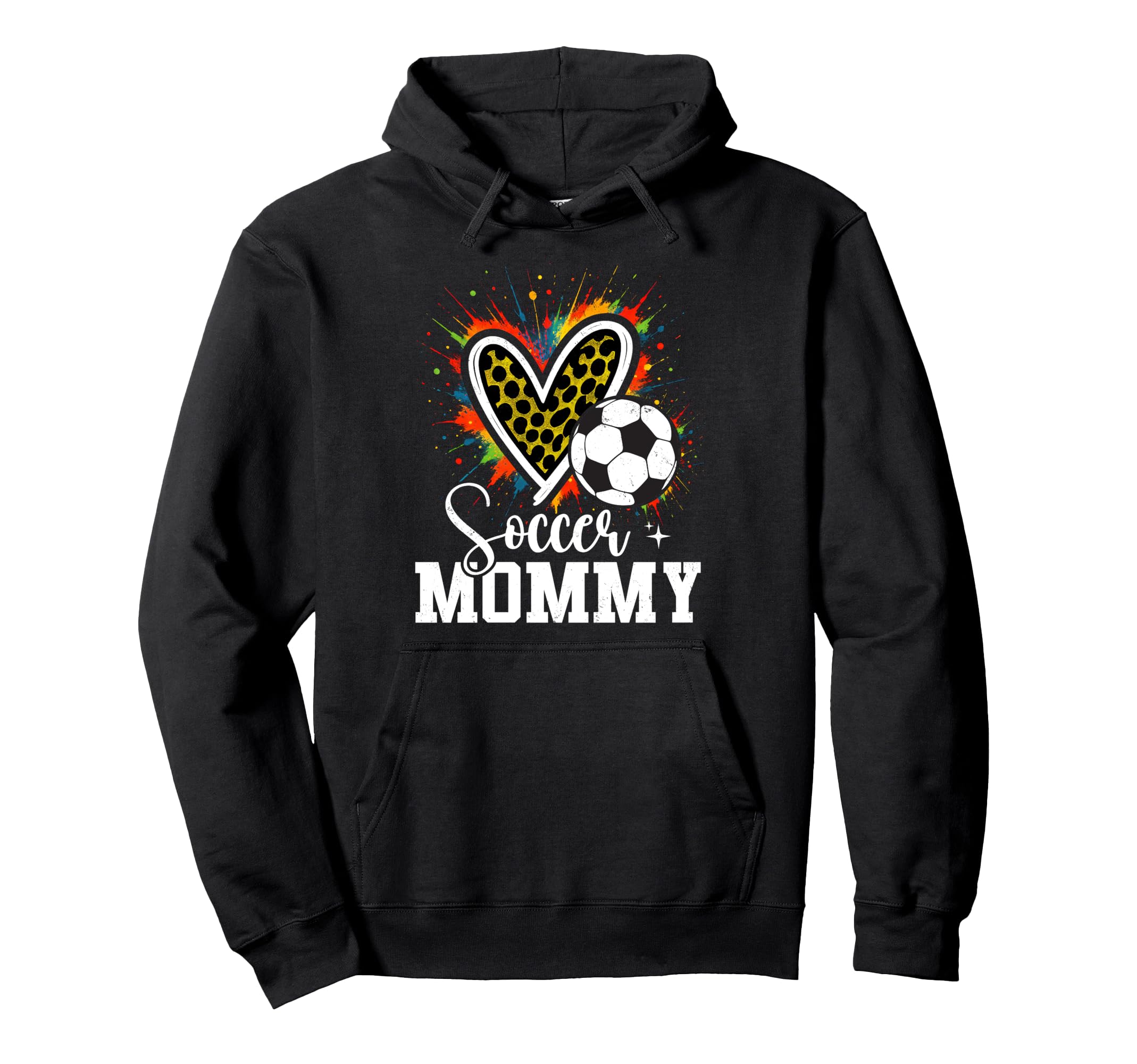 Soccer Mommy Leopard Heart Colorful Hoodie - Custom Art Print for Adults