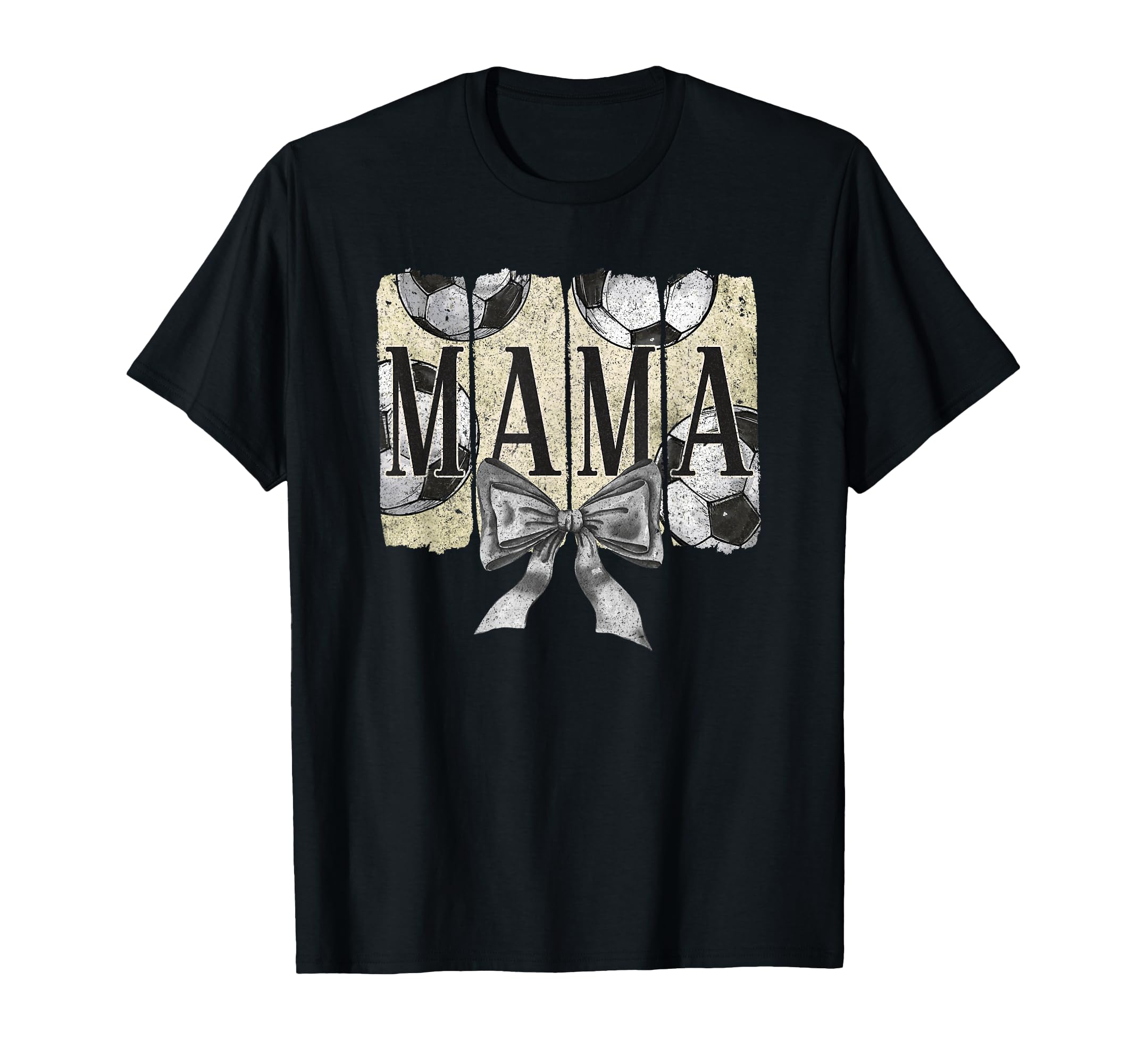Mama Soccer Mom Bow And Soccer Balls T-Shirt - Custom Art Print for Adults
