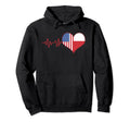 Half Polish Half American Flag Heartbeat Hoodie - Custom Art Print Unisex