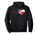 Half Polish Half American Flag Heartbeat Hoodie - Custom Art Print Unisex