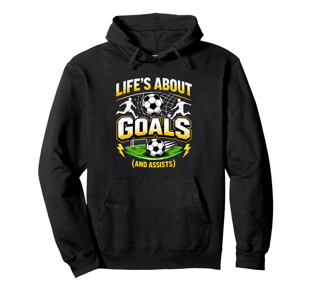 Soccer Player Lives About Goals Soccer Ball Hoodie - Unique Graphic Unisex