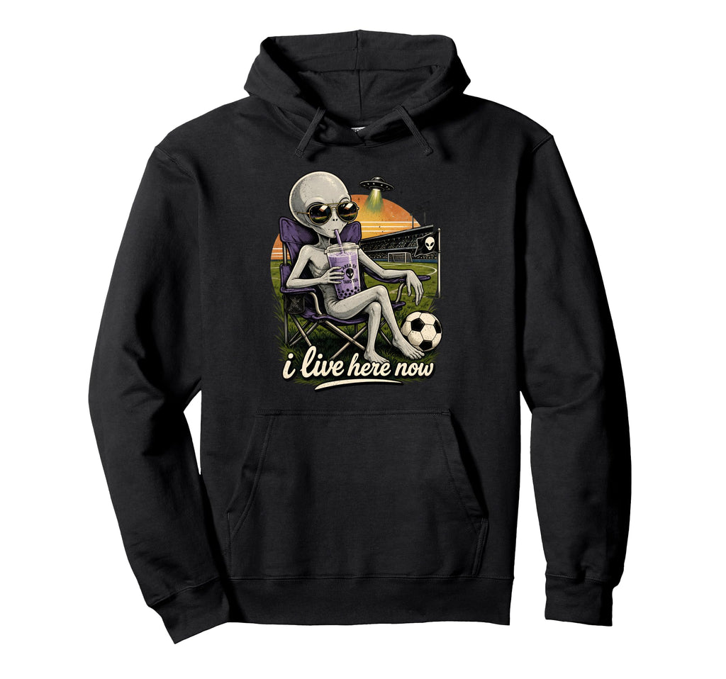 Funny Ufo Alien Soccer Field I Hoodie - Casual Everyday Wear for Adults