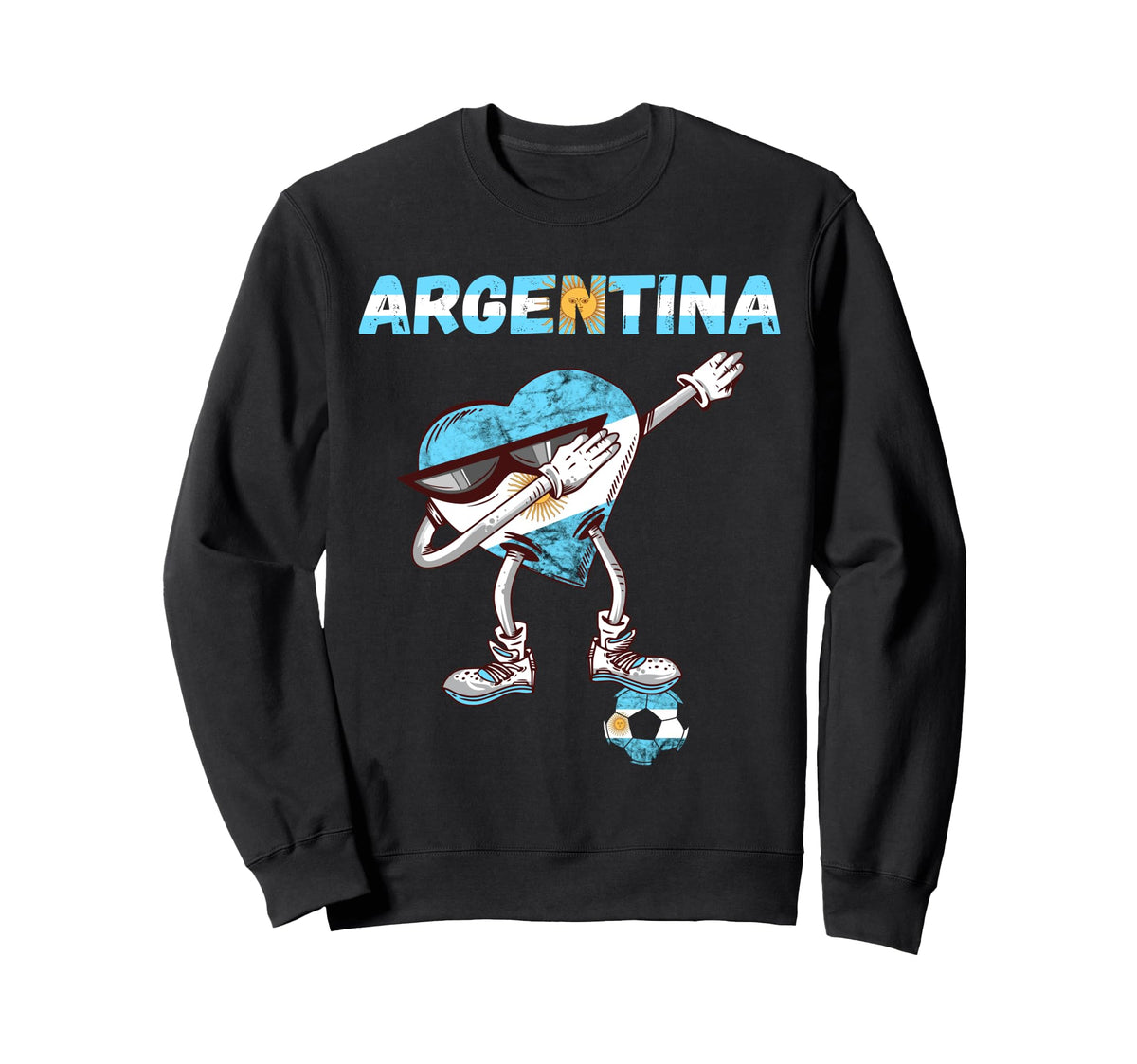 Argentinian Soccer Team Heart Sun Sweatshirt - Streetwear Style for Adults
