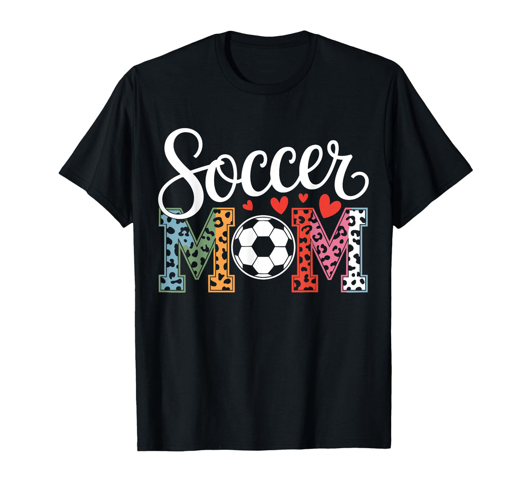 Soccer Mama Mom Leopard Hearts T-Shirt - Minimalist Print Men Women
