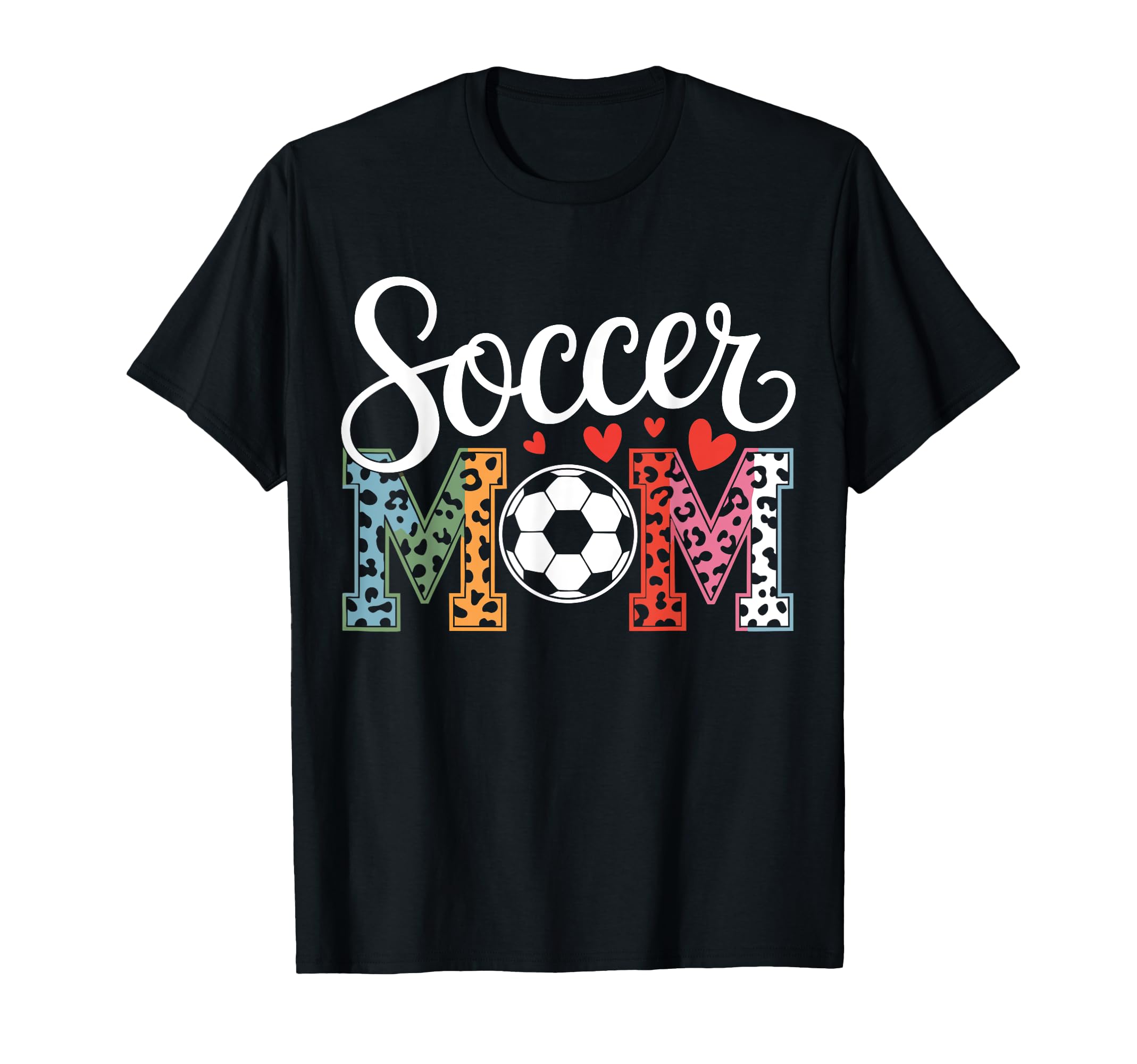 Soccer Mama Mom Leopard Hearts T-Shirt - Minimalist Print Men Women