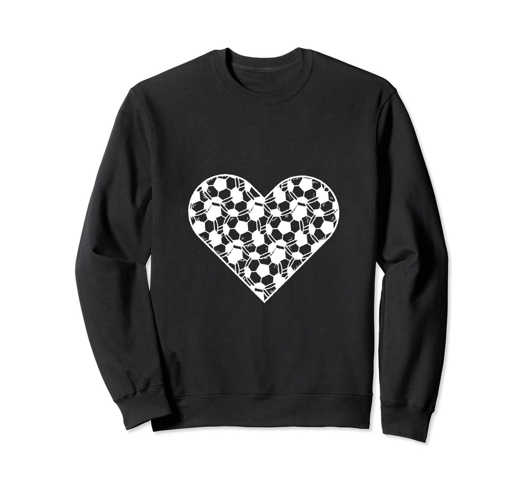 I Love Soccer Heart Shaped Soccer Ball Sweatshirt - Graphic Print Unisex