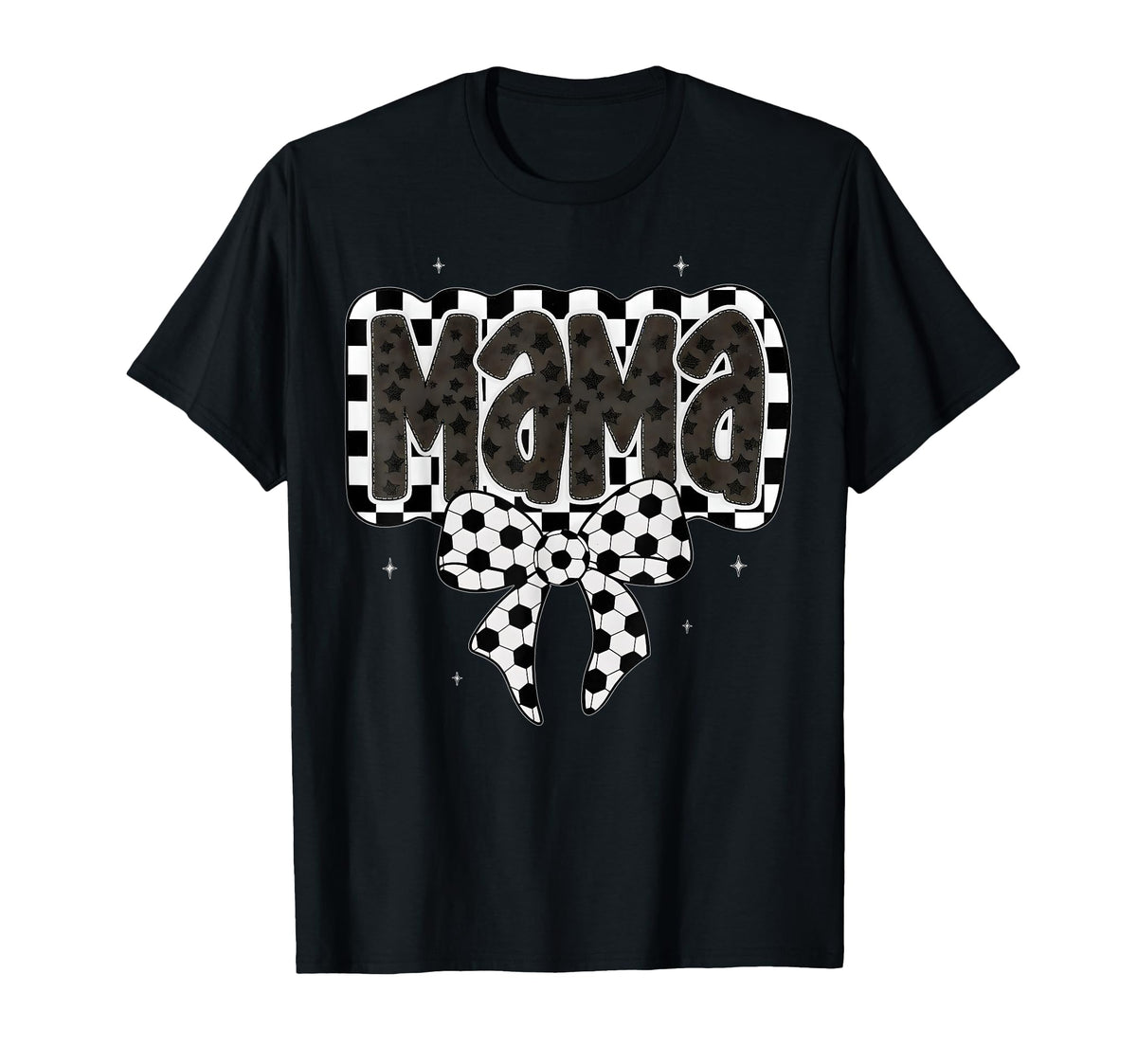 Soccer Mama Coquette Checkered Bow T-Shirt - Minimalist Print Unisex