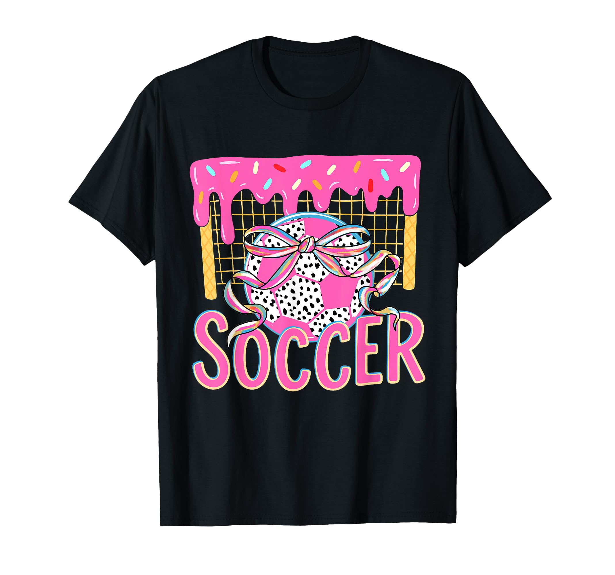 Girly Soccer Coquette Bow Ice Cream T-Shirt - Custom Art Print Men Women