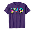 Peace Love Soccer Tie Dye Hippie T-Shirt - Casual Everyday Wear for Adults