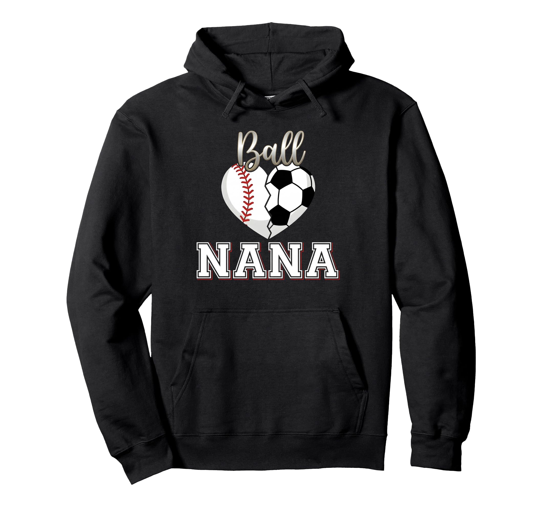 Ball Nana Baseball Soccer Heart Mothers Hoodie - Graphic Print Men Women