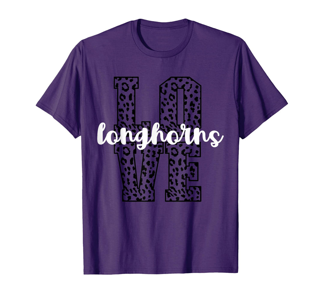 Longhorns Love Team Mascot School T-Shirt - Novelty Apparel for Adults