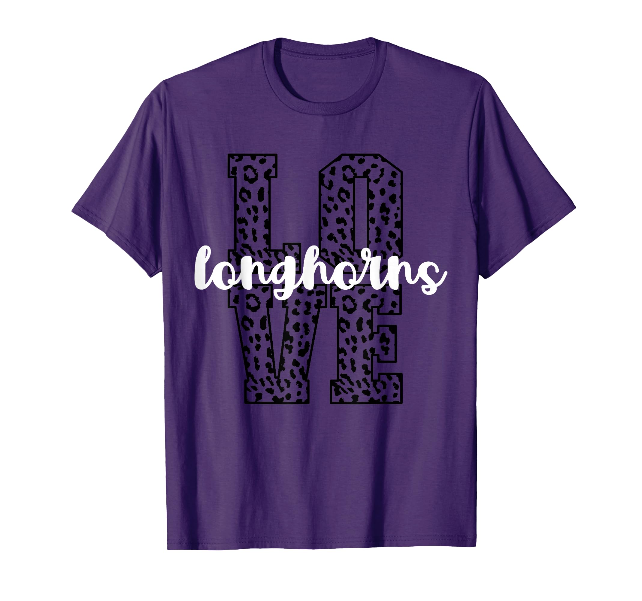Longhorns Love Team Mascot School T-Shirt - Novelty Apparel for Adults