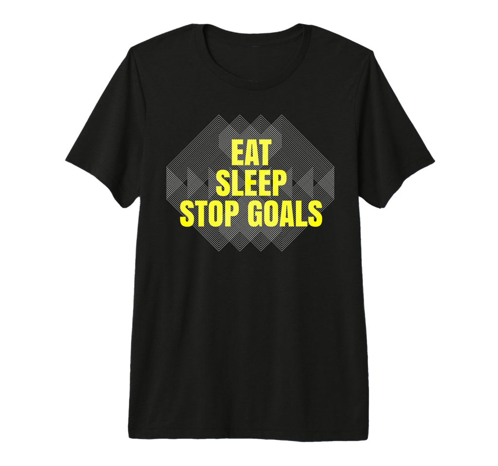 Eat Sleep Stop Goals Soccer Hockey T-Shirt - Minimalist Print for Adults