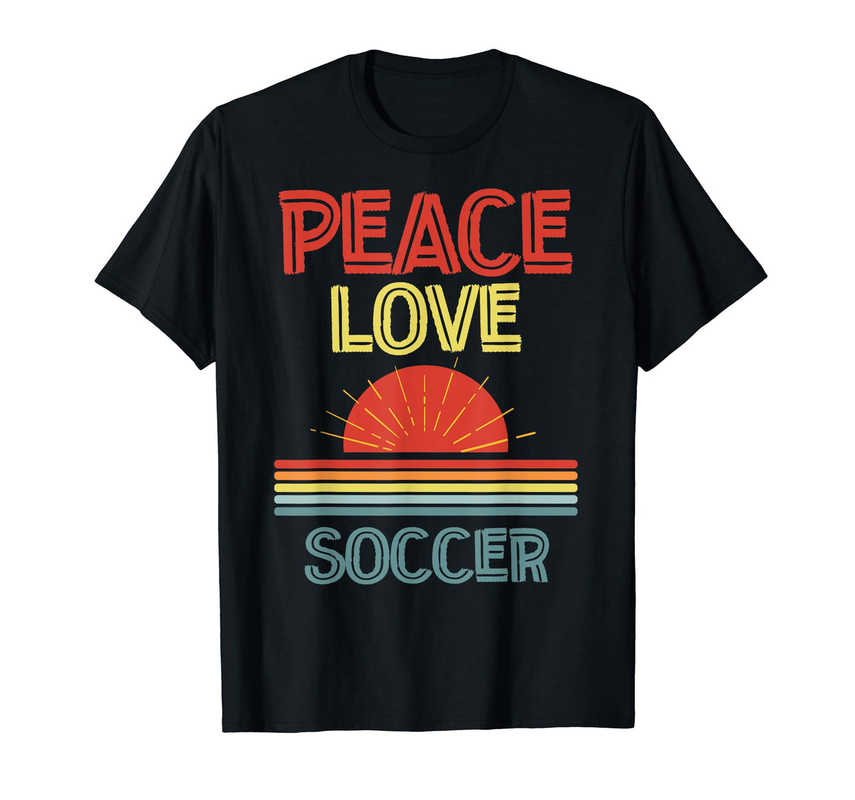 Piece Love Soccer Funny T-Shirt - Graphic Print Unisex
