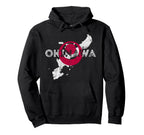 Okinawa Map And Flag Distressed Hoodie - Casual Everyday Wear for Adults