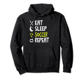 Funny Eat Sleep Soccer Repeat Player Coach Hoodie - Unique Graphic Unisex