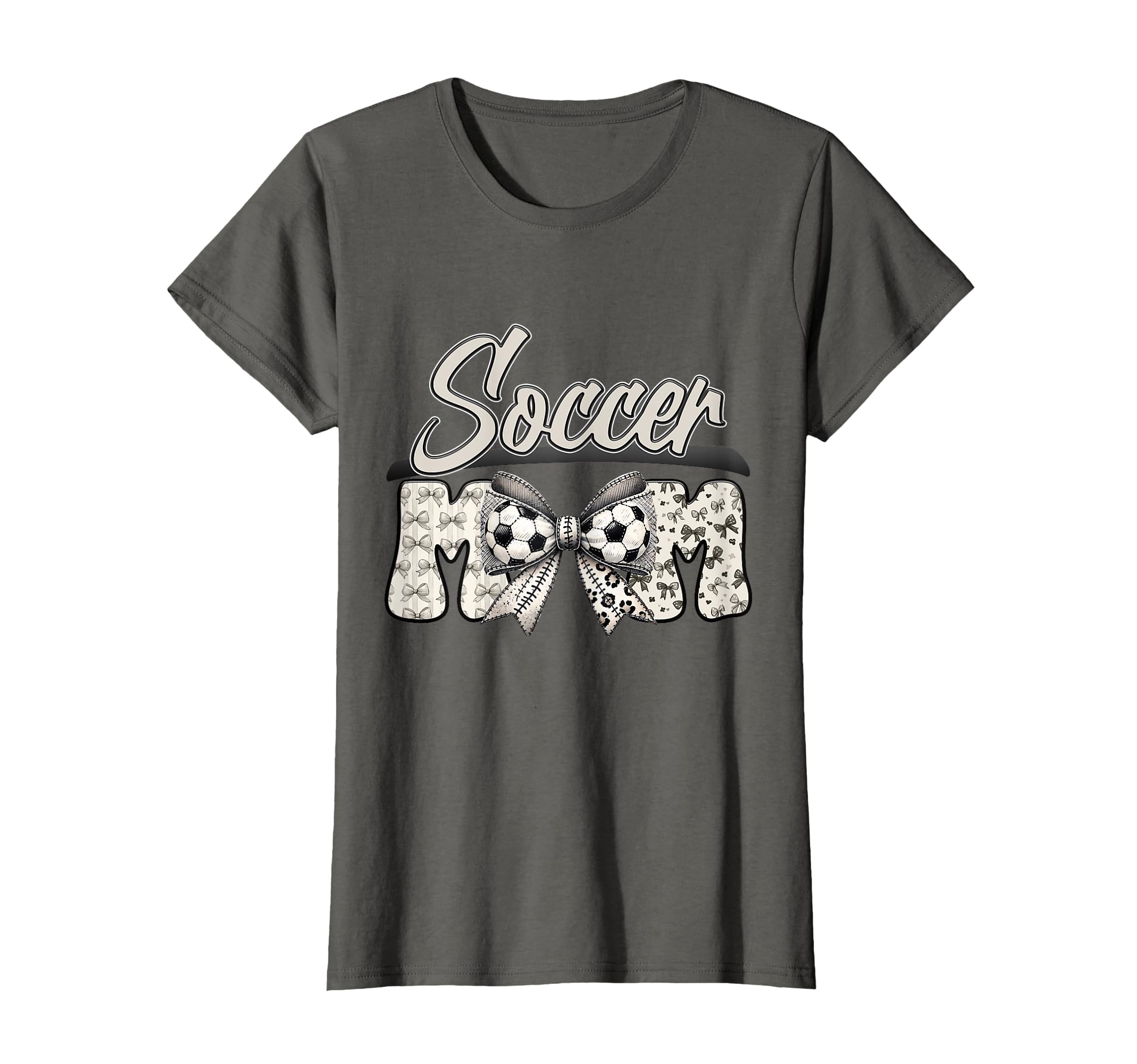 Mothers Day Soccer Mom Bow T-Shirt - Trendy Graphic Men Women