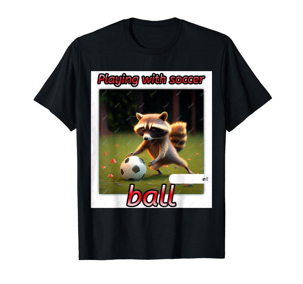 Raccoon Playing Soccer Ball T-Shirt - Aesthetic Graphic Unisex