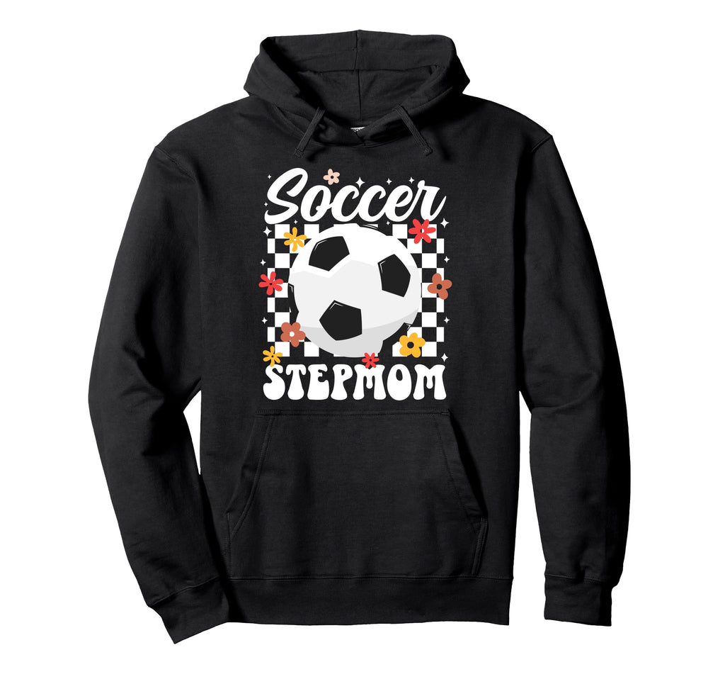 Groovy Soccer Stepmom Soccer Player Hoodie - Fun Novelty Design for Adults