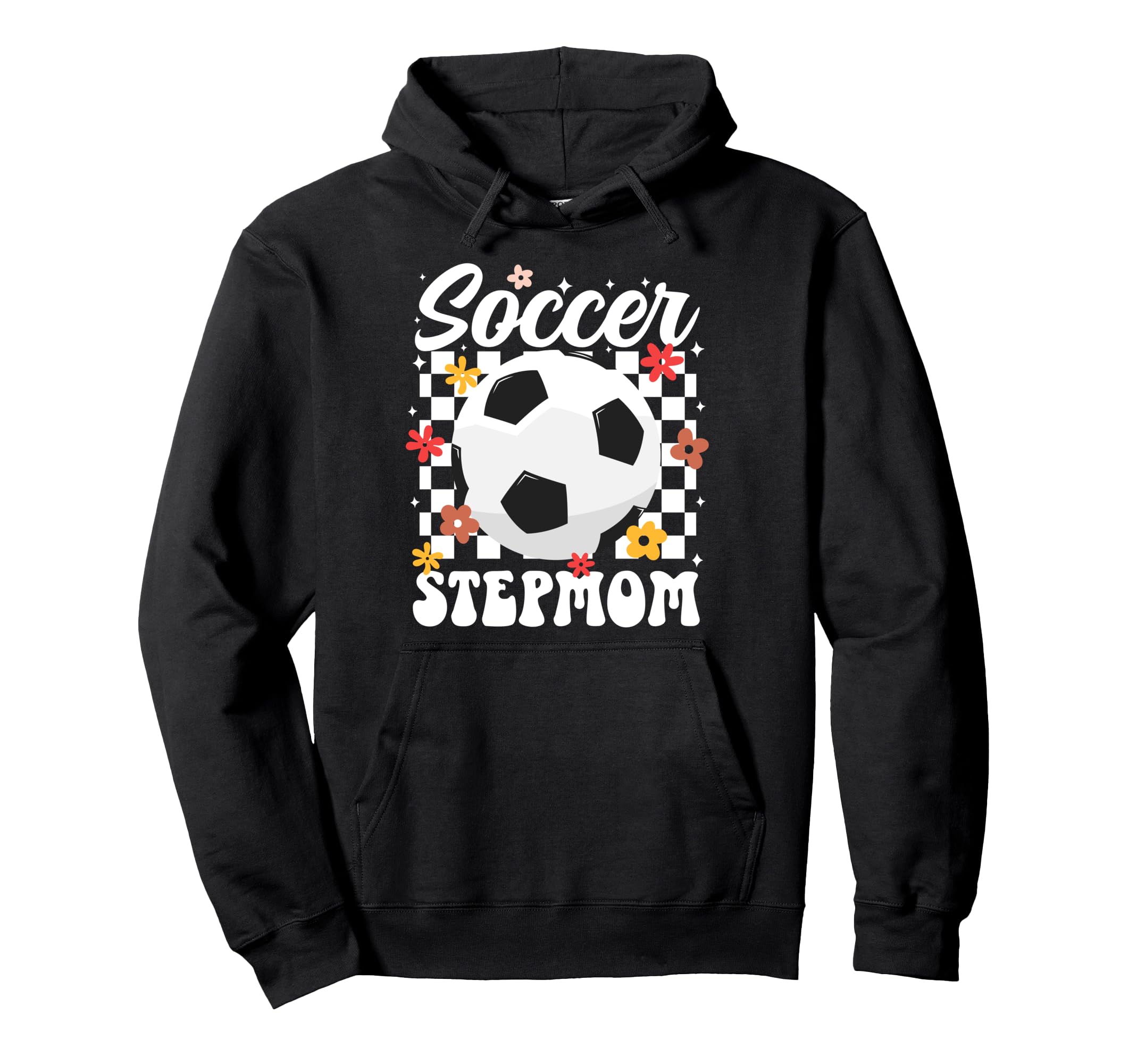 Groovy Soccer Stepmom Soccer Player Hoodie - Fun Novelty Design for Adults