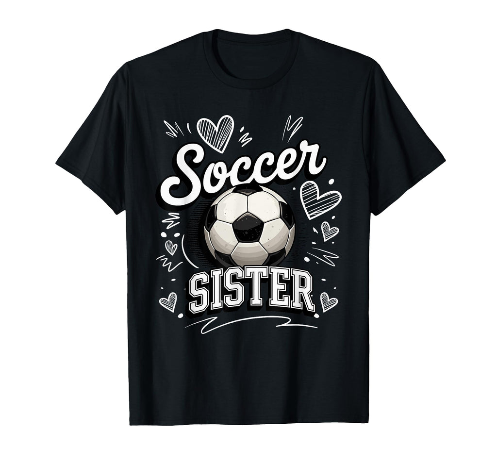 Soccer Sister Soccer Ball Hearts T-Shirt - Custom Art Print for Adults