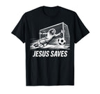 Soccer Goalie Goalkeeper Jesus Saves T-Shirt - Streetwear Style for Adults