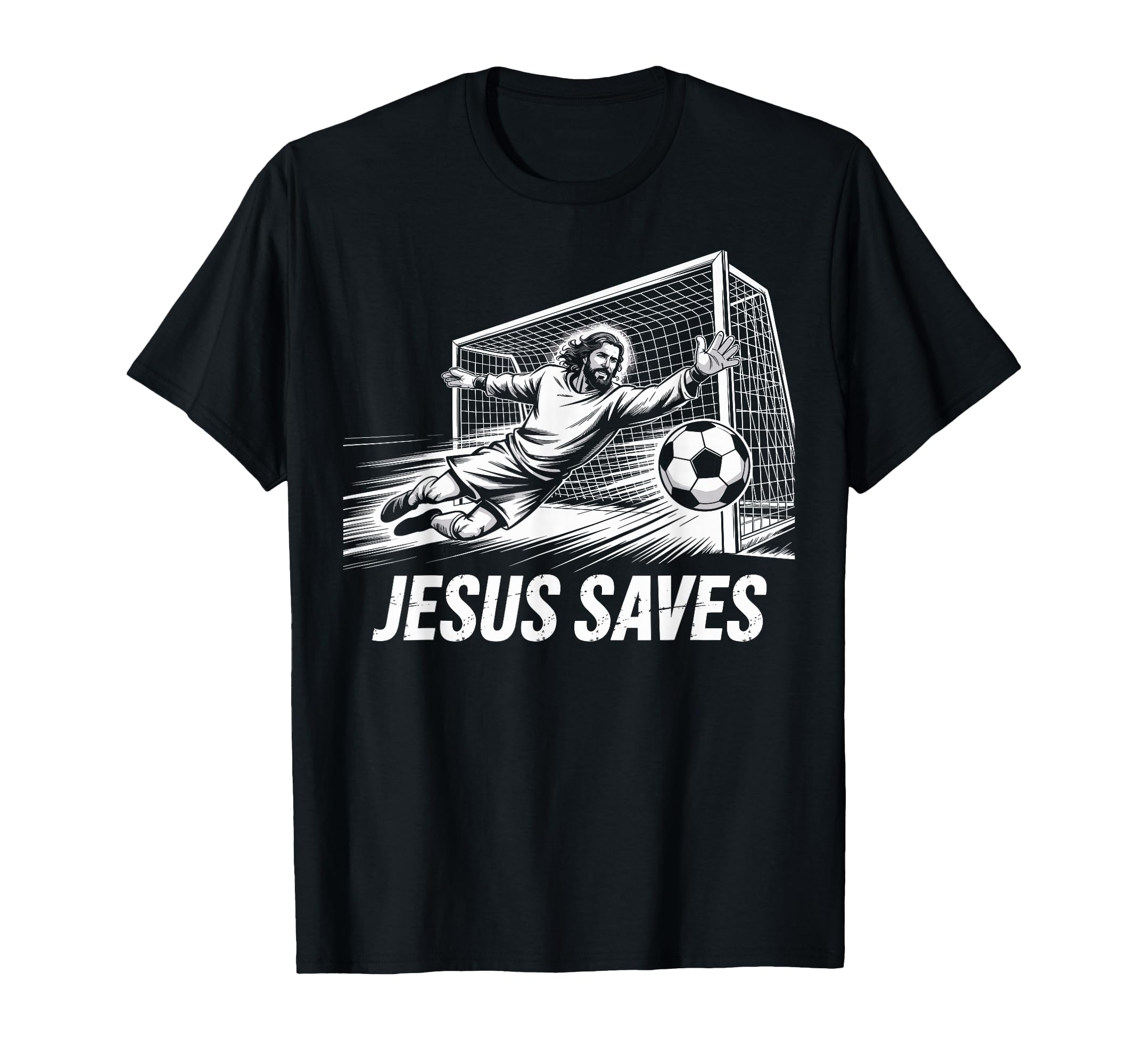 Soccer Goalie Goalkeeper Jesus Saves T-Shirt - Streetwear Style for Adults