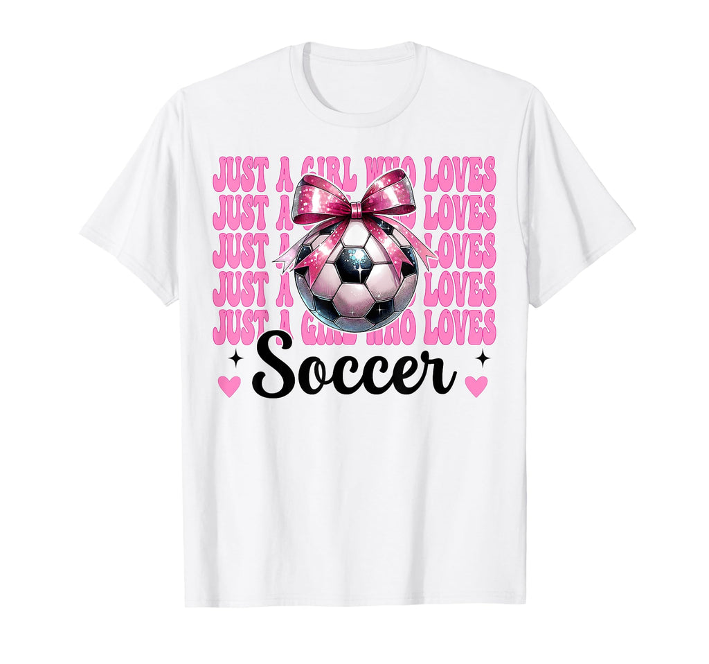 Just Who Loves Soccer Coquette Bow T-Shirt - Fun Novelty Design Unisex