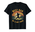 Funny Best Dad Hat Trick Soccer T-Shirt - Fun Novelty Design for Adults