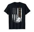 Baseball Coach American Flag Baseball T-Shirt - Graphic Print Unisex