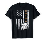 Baseball Coach American Flag Baseball T-Shirt - Graphic Print Unisex