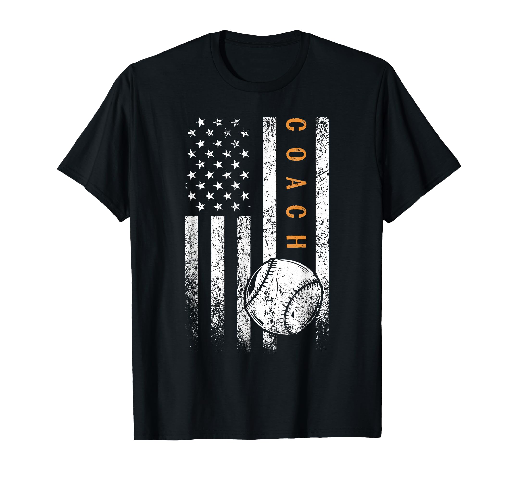 Baseball Coach American Flag Baseball T-Shirt - Trendy Graphic Men Women