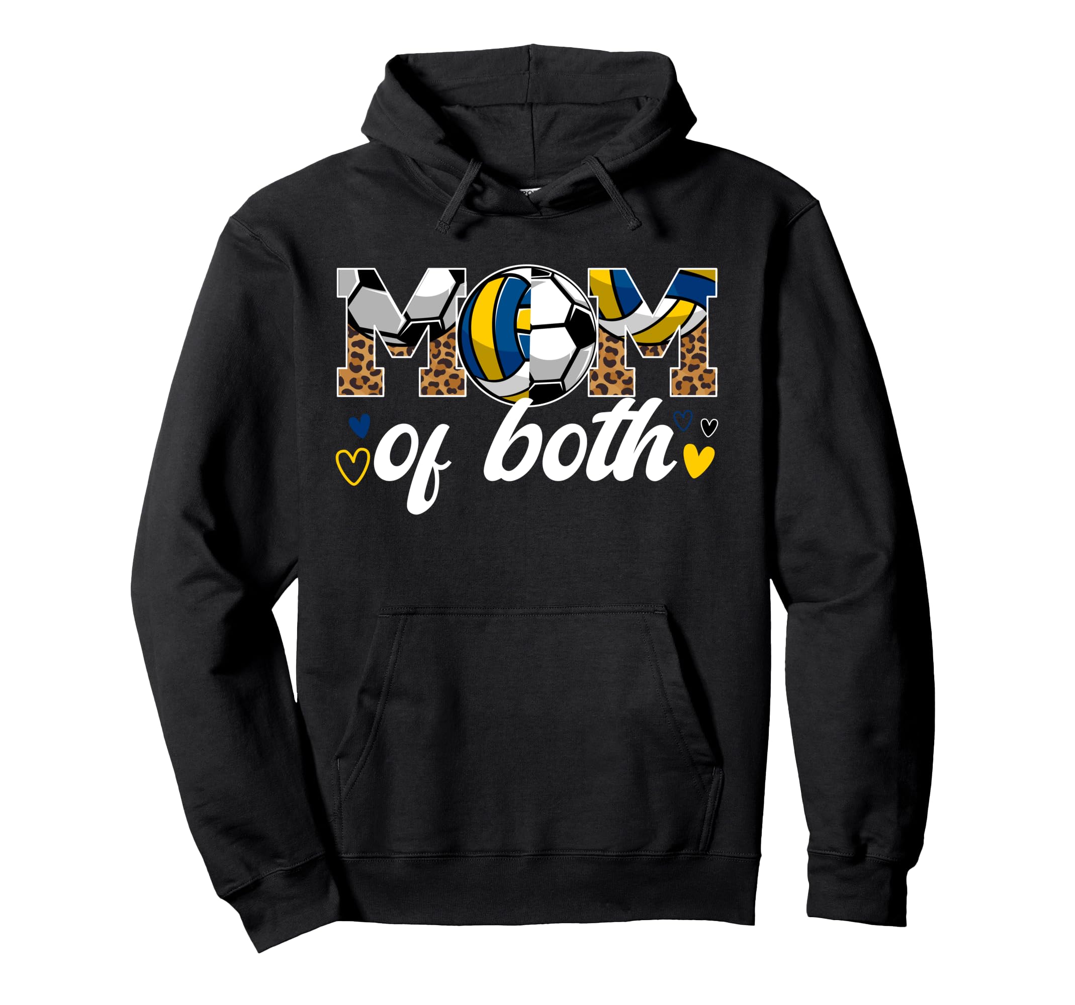 Mom Both Leopard Soccer Volleyball Mom Hoodie - Novelty Apparel Unisex