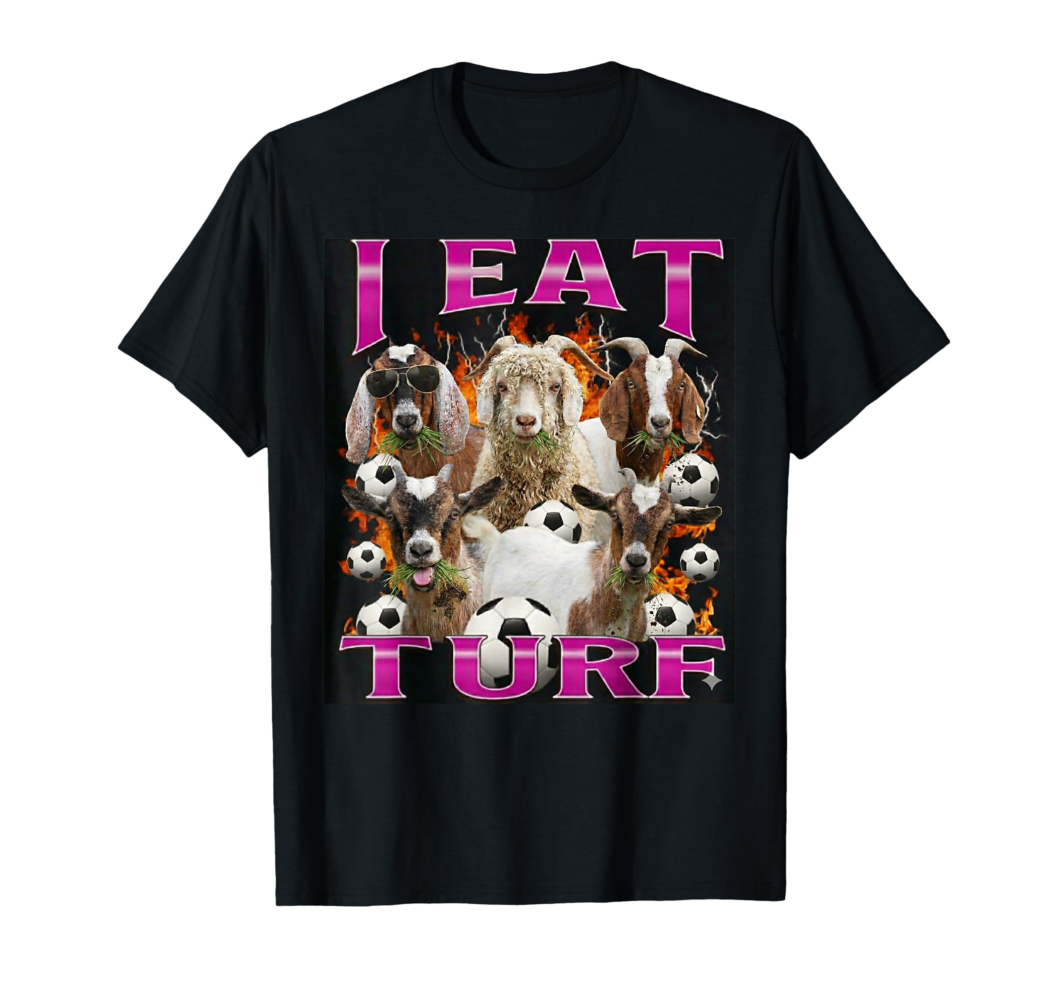 I Eat Turf Funny Goat Bootleg T-Shirt - Casual Everyday Wear for Adults