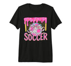 Girly Soccer Coquette Bow Ice Cream Drip T-Shirt - Unique Graphic Unisex