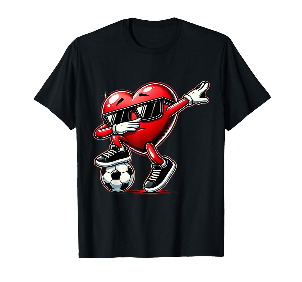 Dabbing Heart Dab Valentines Soccer T-Shirt - Minimalist Print Men Women