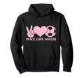 Soccer Soccer Player Peace Love Hoodie - Aesthetic Graphic for Adults