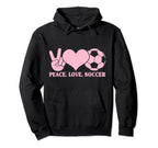 Soccer Soccer Player Peace Love Hoodie - Aesthetic Graphic for Adults