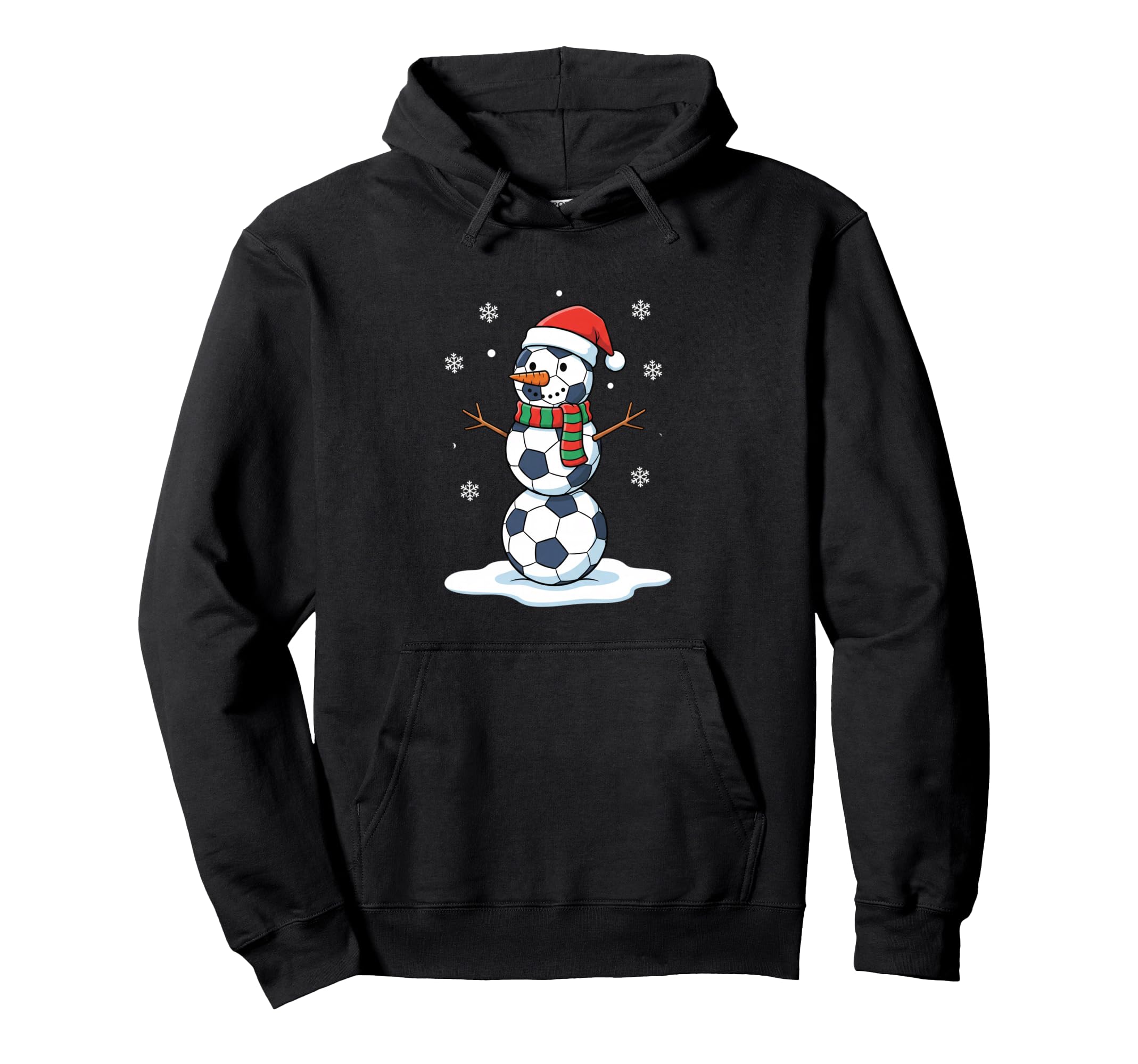 Soccer Snowman Santa Hat Holiday Soccer Mom Hoodie - Graphic Print Unisex