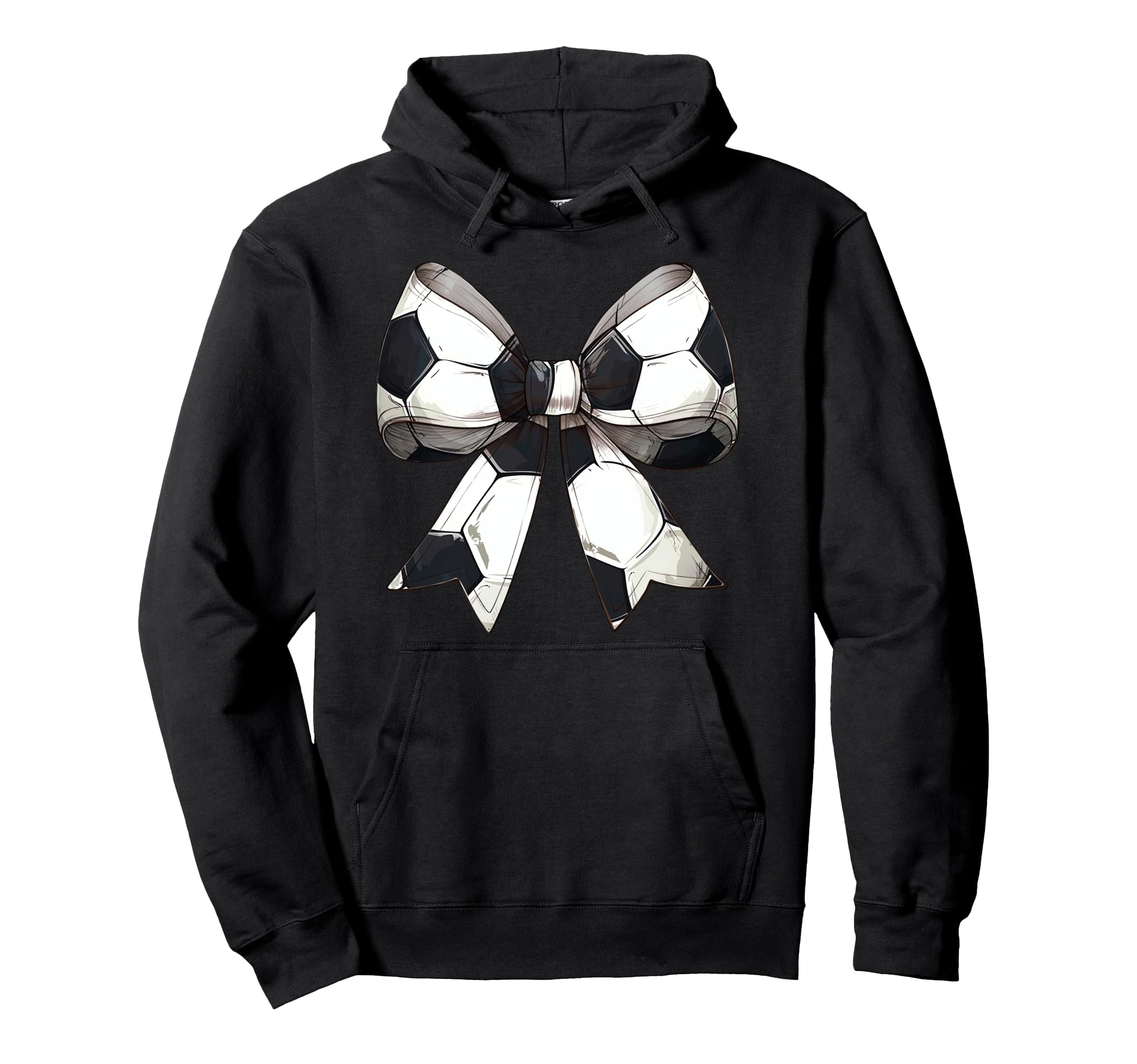 Coquette Bow Soccer Ball Pattern Hoodie - Streetwear Style for Adults