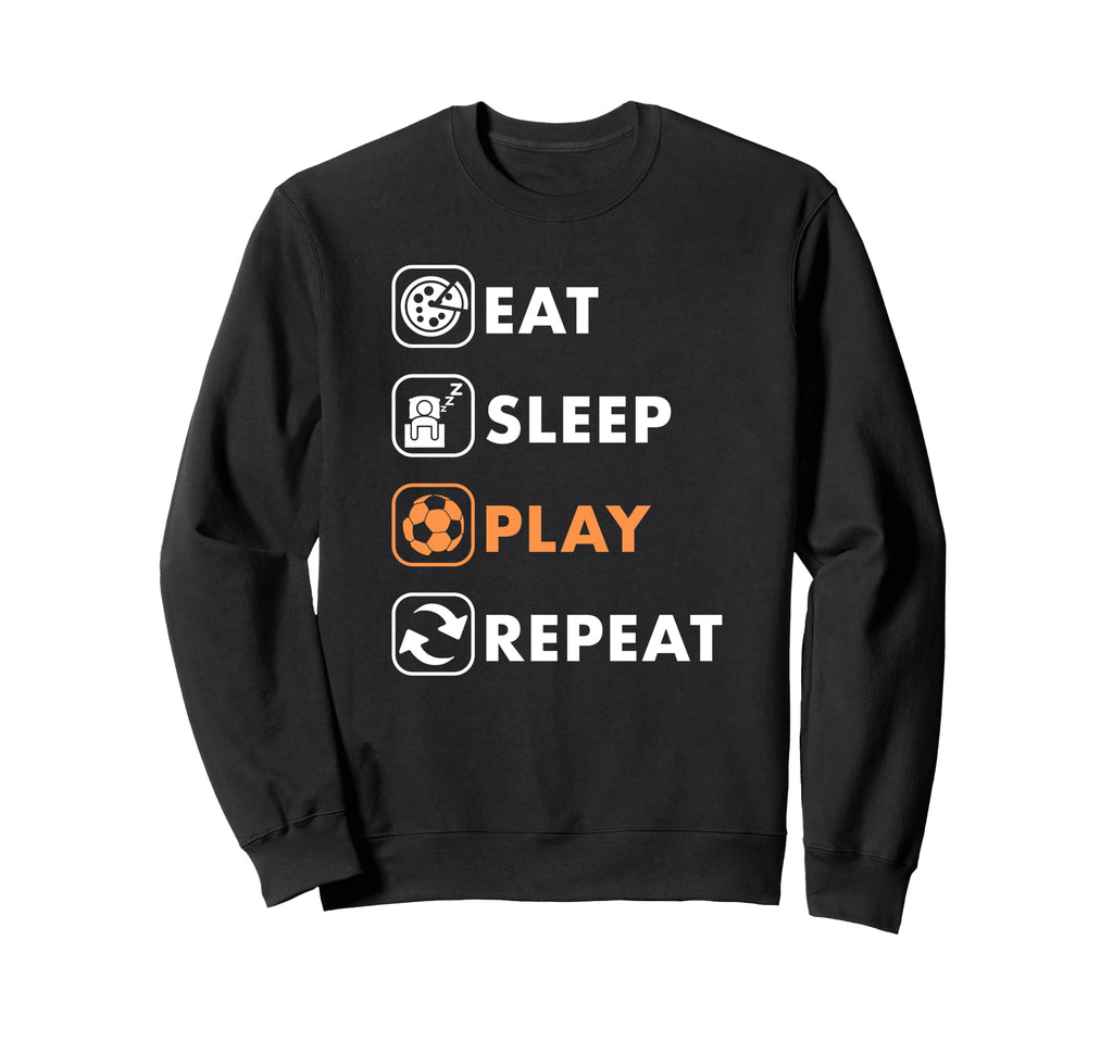 Trendy Eat Sleep Soccer Repeat List Sweatshirt - Trendy Graphic for Adults