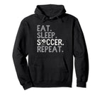 Eat Sleep Soccer Repeat Soccer Player Hoodie - Minimalist Print for Adults