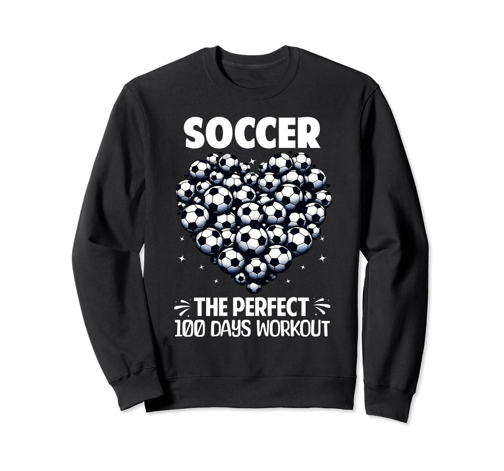 100 Days School Soccer Heart Love Sweatshirt - Aesthetic Graphic Men Women
