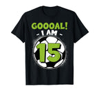 15 Year Old Birthday Soccer Themed T-Shirt - Trendy Graphic for Adults
