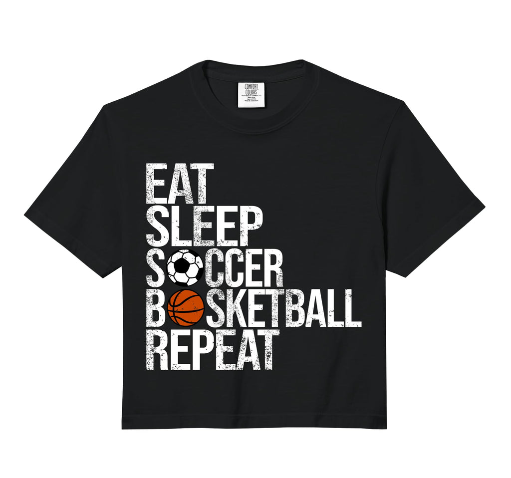 Eat Sleep Soccer Basketball Repeat T-Shirt - Minimalist Print Men Women
