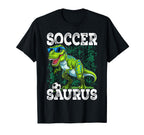 Soccer Saurus Dinosaur Goalkeeper T-Shirt - Unique Graphic for Adults