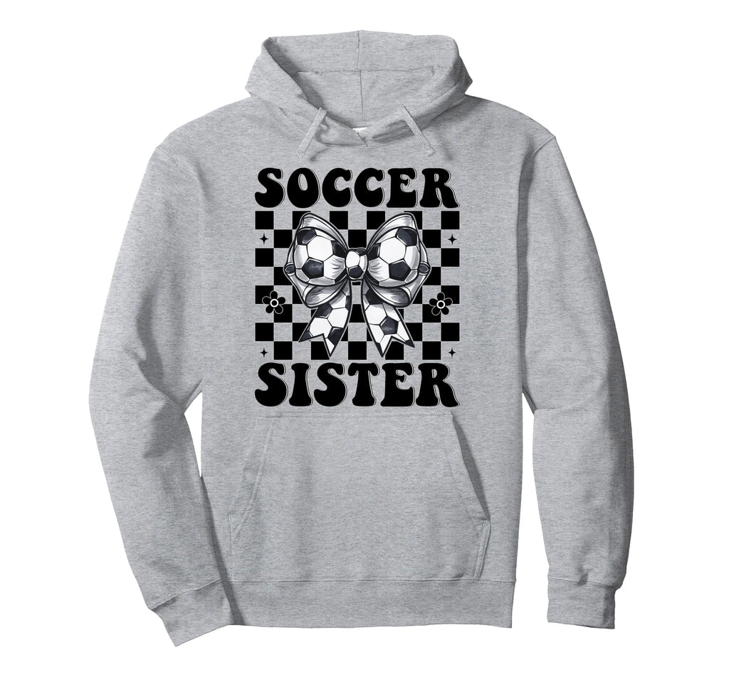 Soccer Sister Soccer Coquette Bow Hoodie - Trendy Graphic Unisex