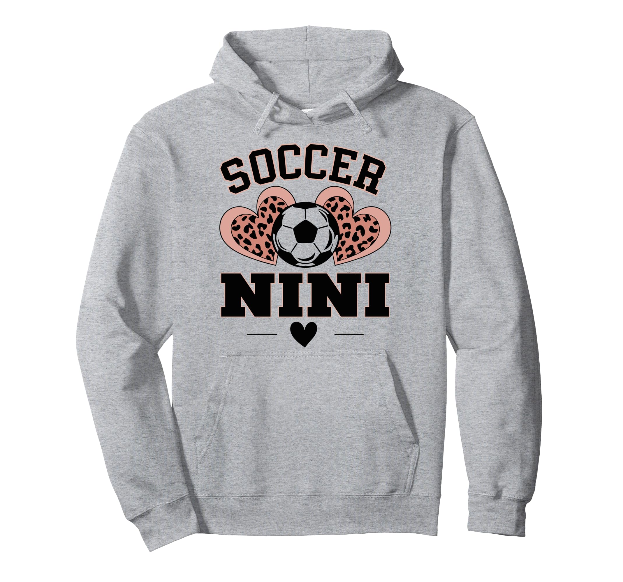 Soccer Nini Leopard Heart Soccer Ball Hoodie - Unique Graphic for Adults