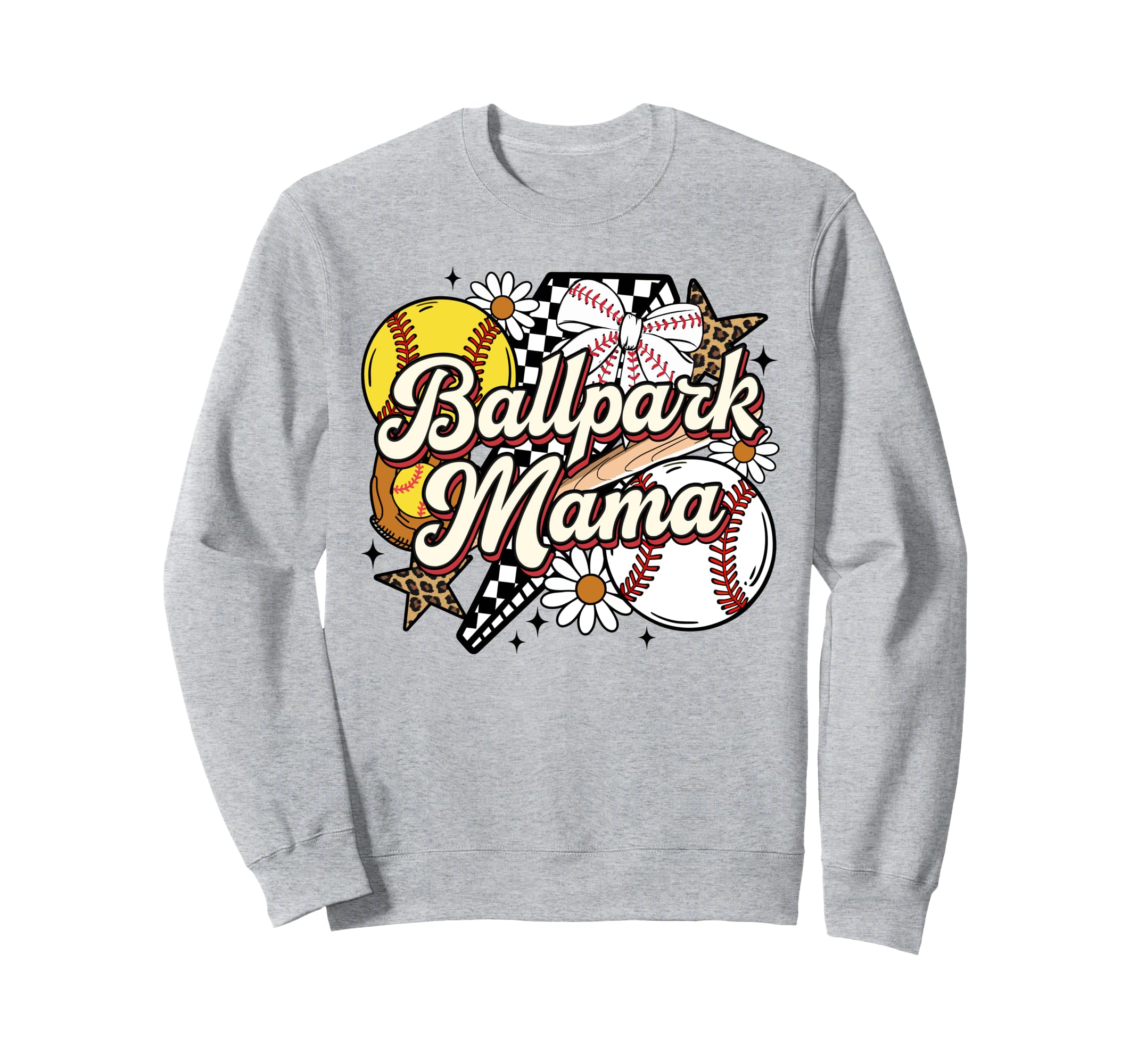 Ballpark Mama Funny Leopard Sweatshirt - Streetwear Style for Adults